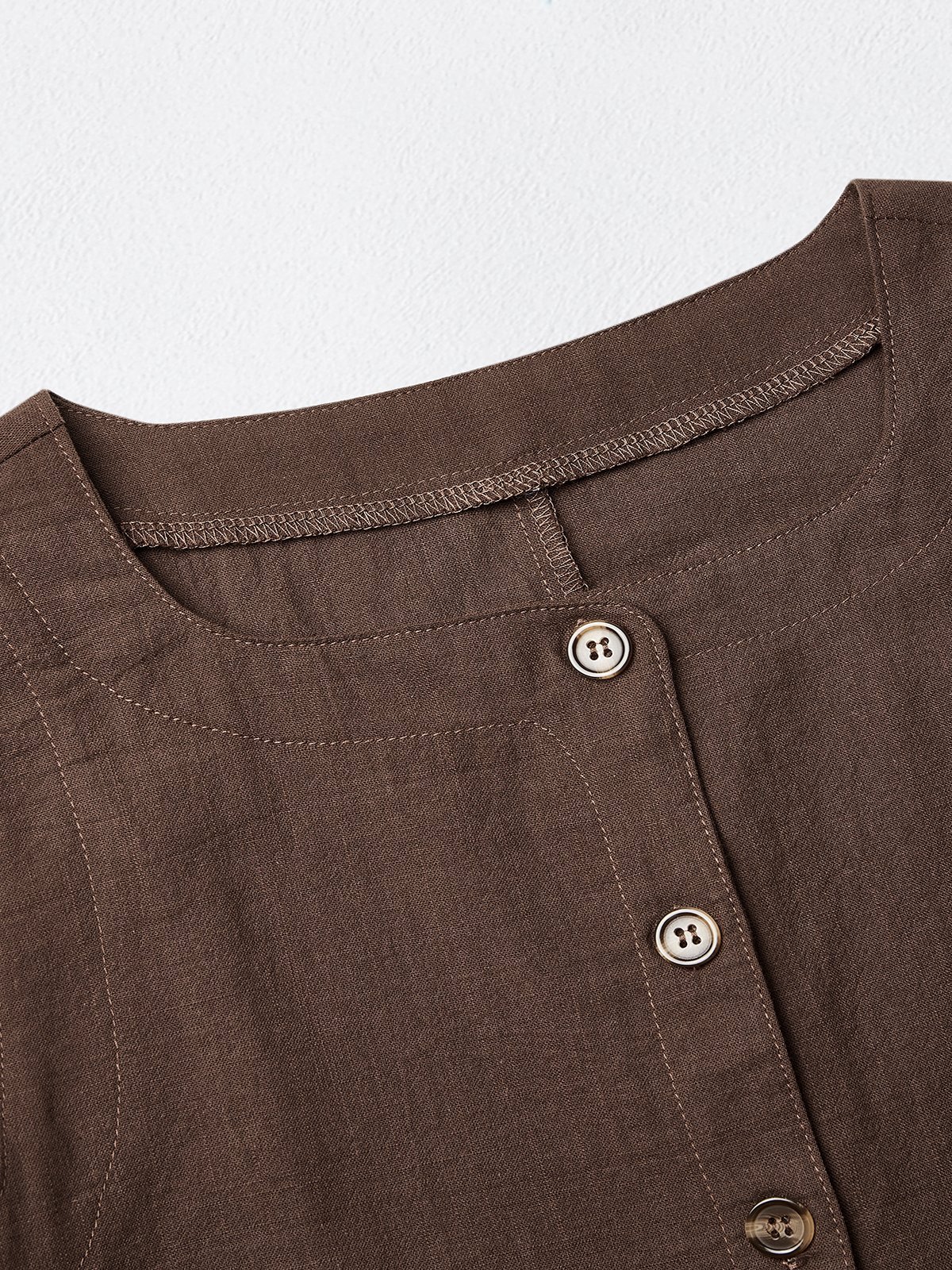 Cotton And Linen Plain Sleeveless Top With Skirt Two-piece Set