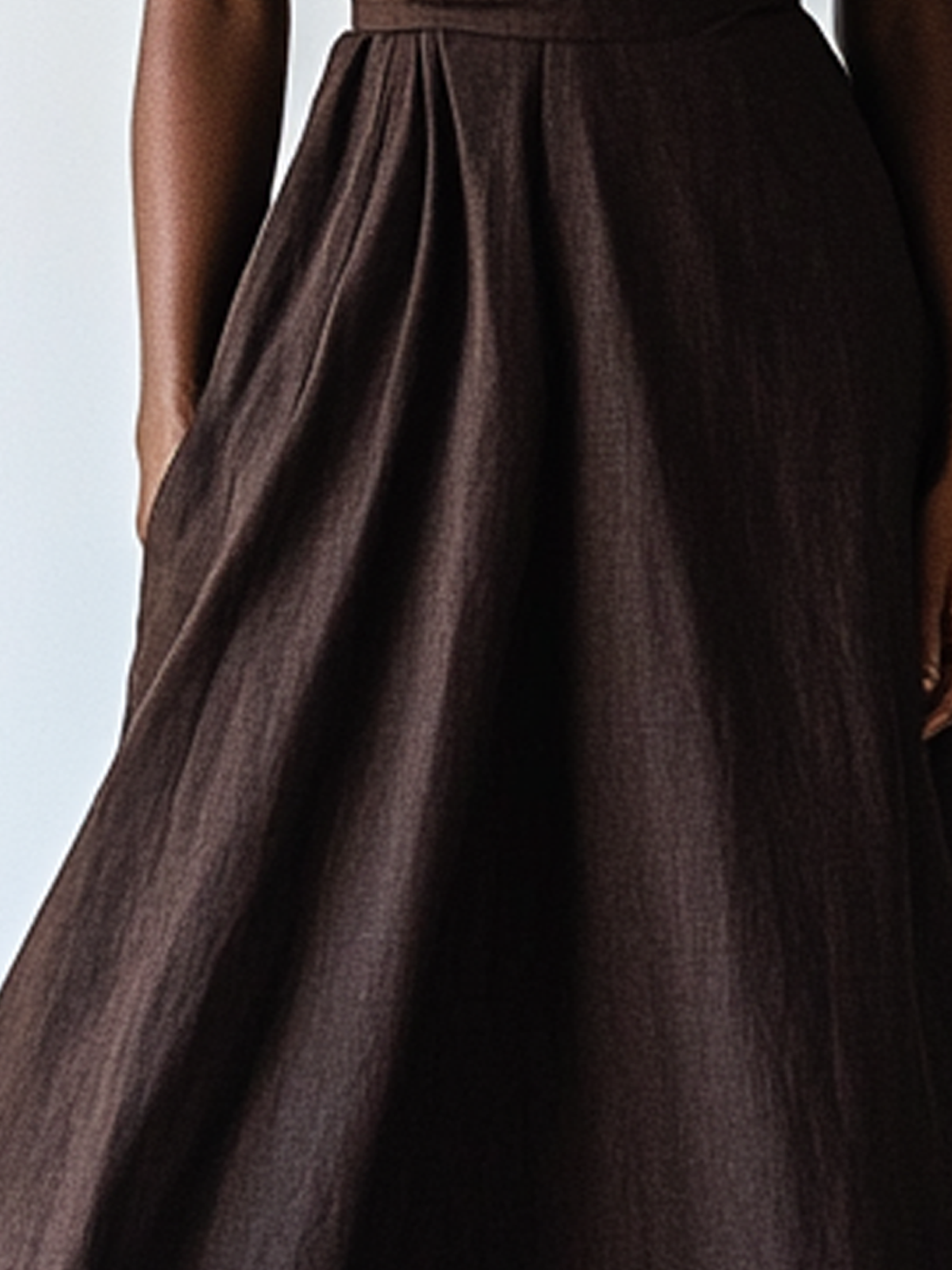 Cotton And Linen Crew Neck Plain Sleeveless Maxi Dress
