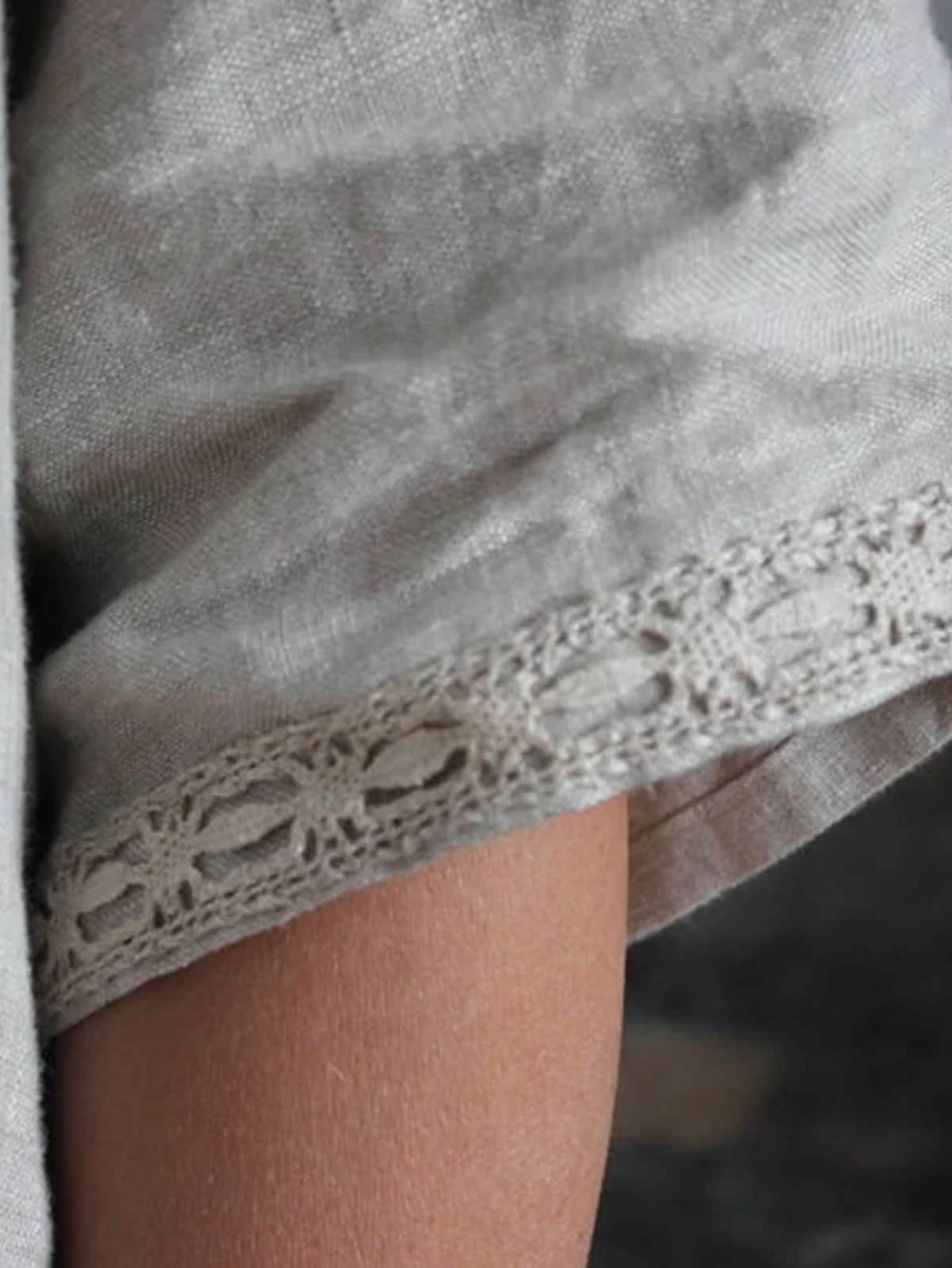 Cotton And Linen Crew Neck Plain Short Sleeve Maxi Dress