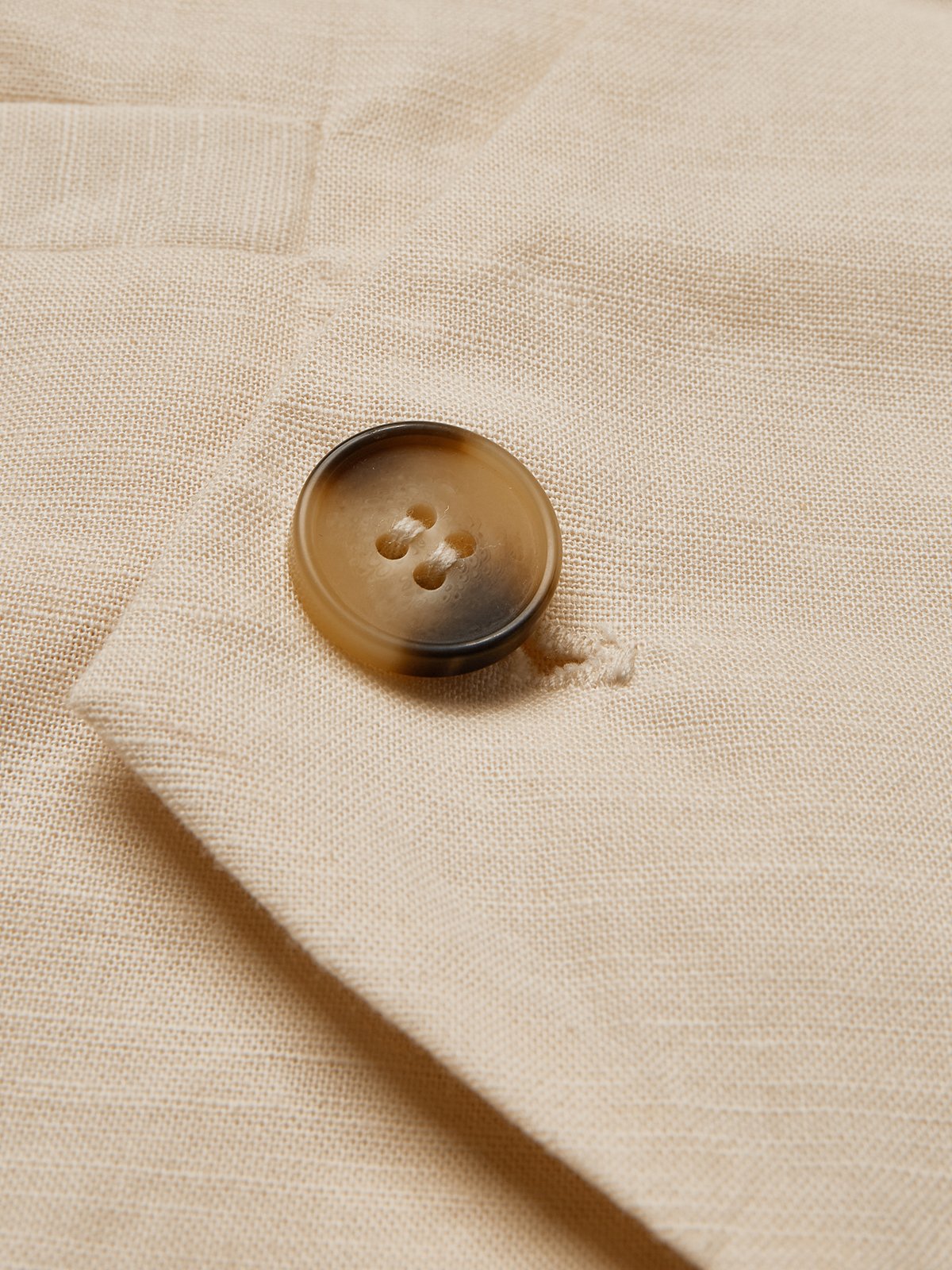 Cotton And Linen V Neck Plain Button Design Sleeveless Two-piece Set