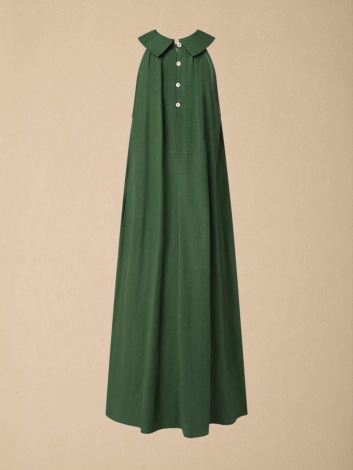 Linen Halter Plain Sleeveless Maxi Dress