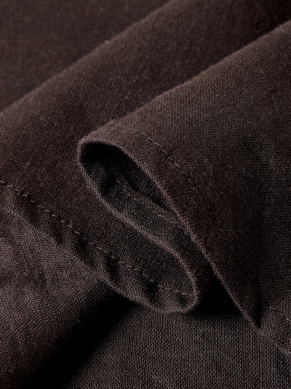 Cotton And Linen Crew Neck Plain Short Sleeve Blouse