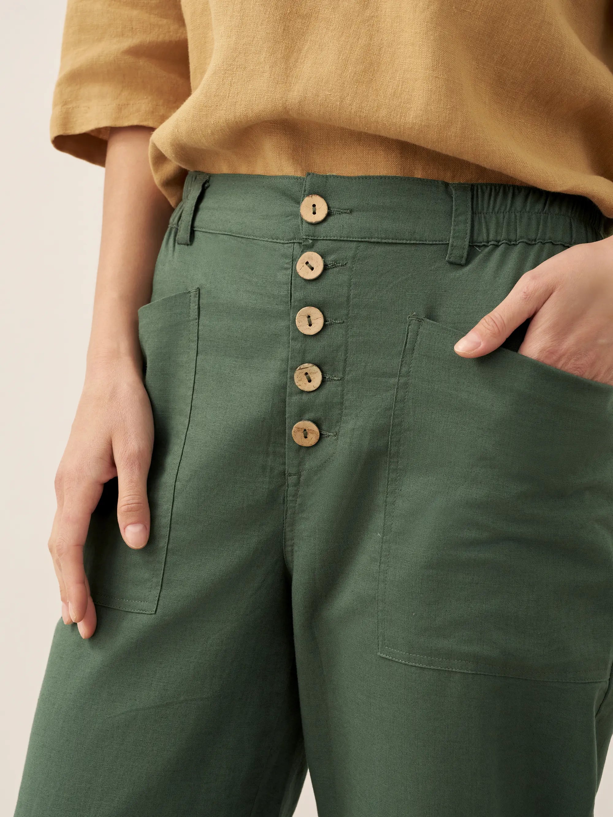 Linen Simple Button Fly Trousers HEIDI
