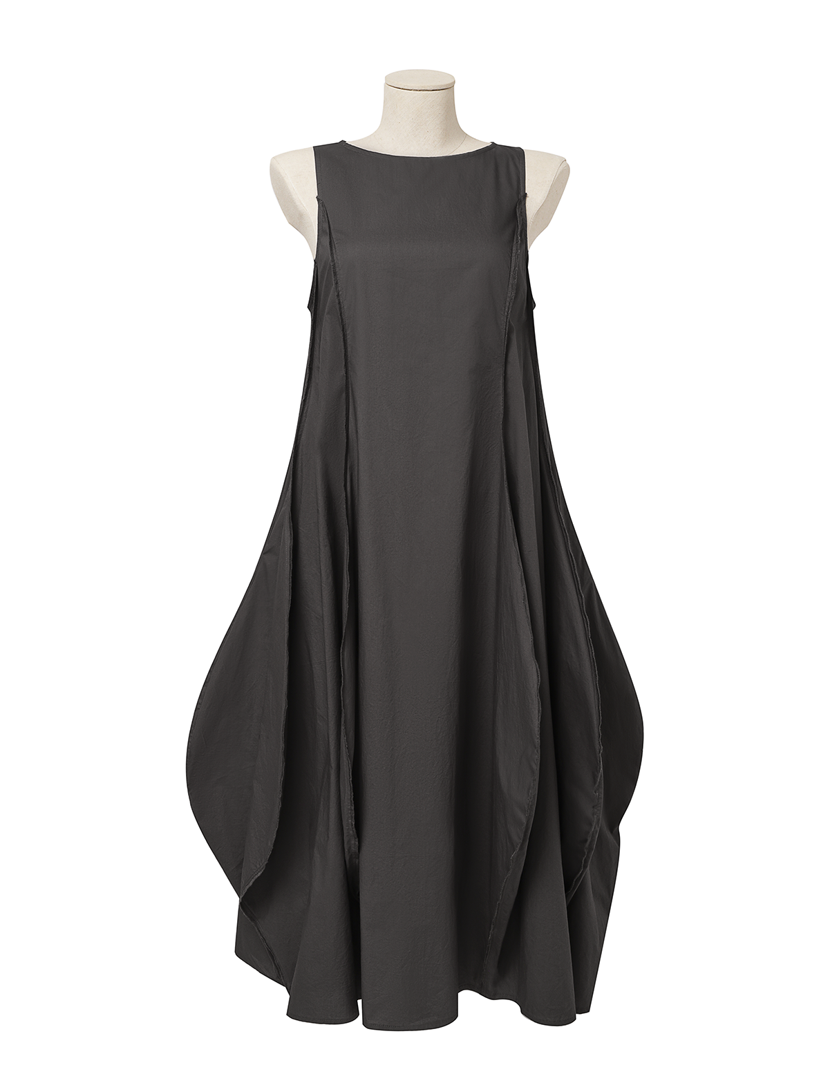 Cotton And Linen Crew Neck Plain Sleeveless Maxi Dress