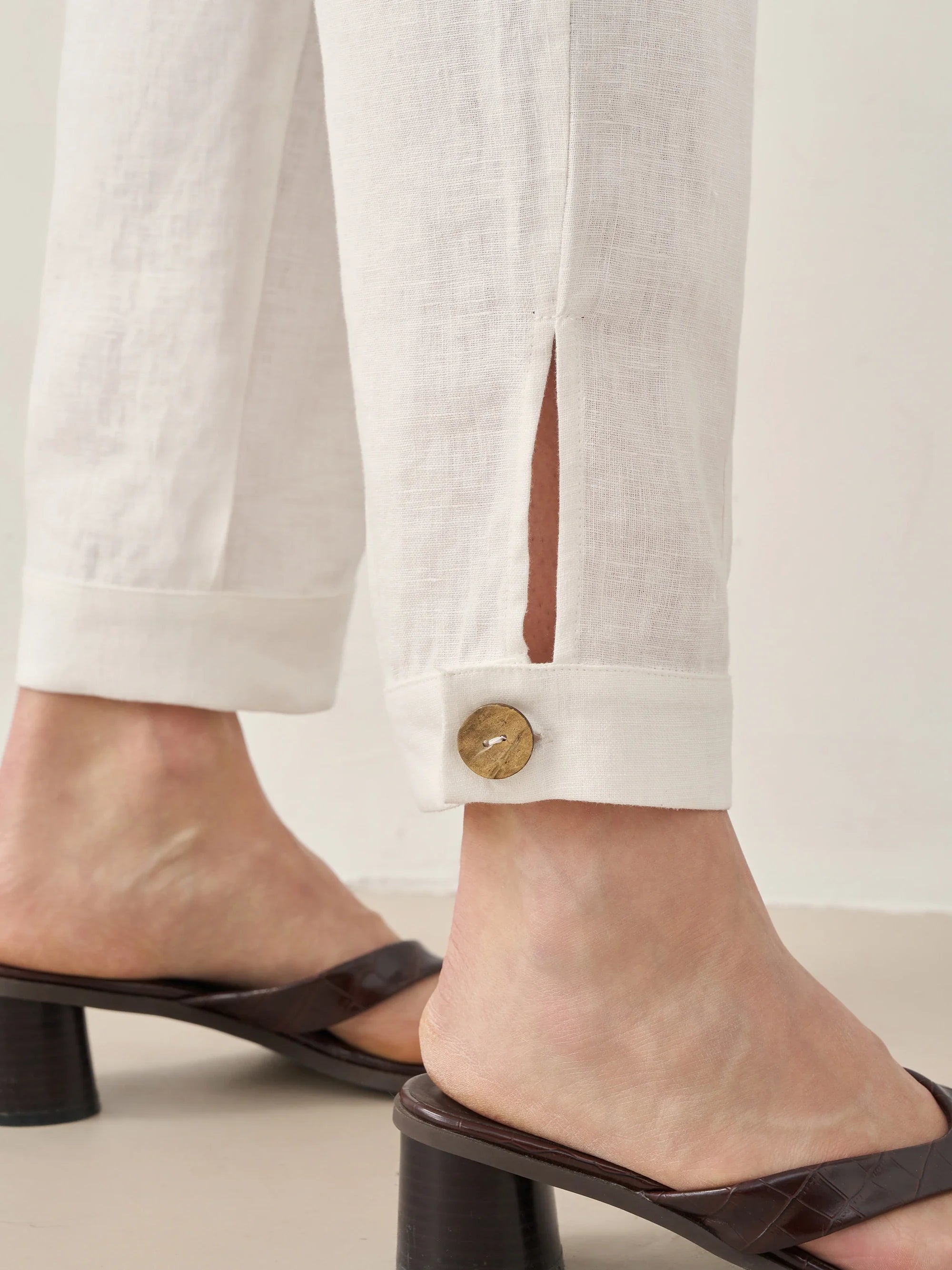 100% Linen Straight-Leg Pants with Elastic Waist PATRICE